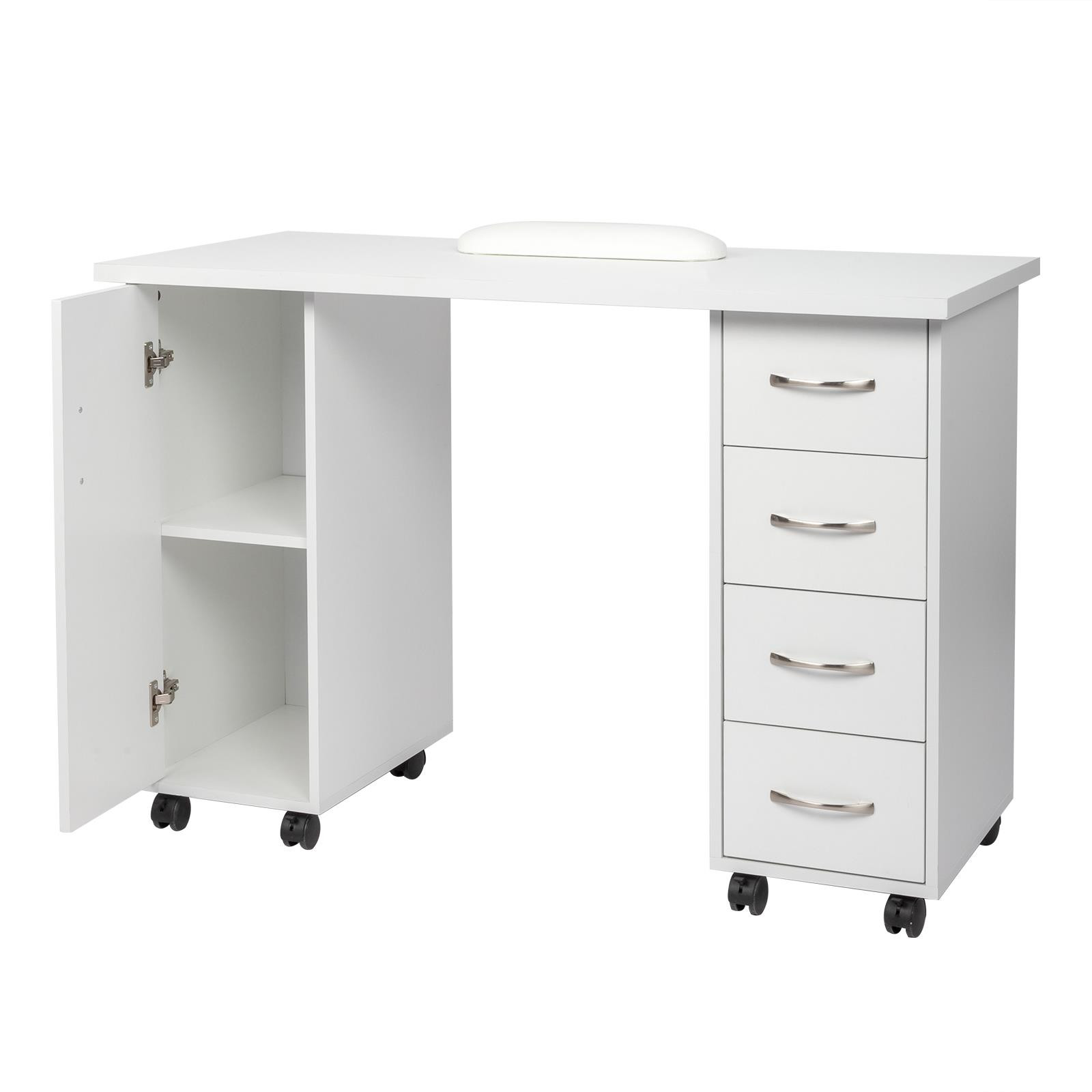 Manicure Table Nail Desk Beauty Salon W/ 4 Drawer +Wrist Rest+Wheel+Drawer