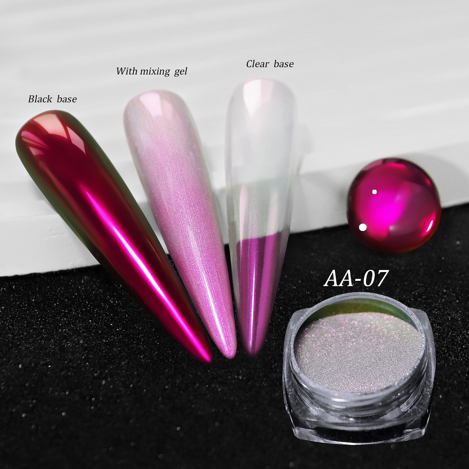 12 Jars Magic Mirror Nail Art Powder Chameleon Laser Nail Glitter for False Tips