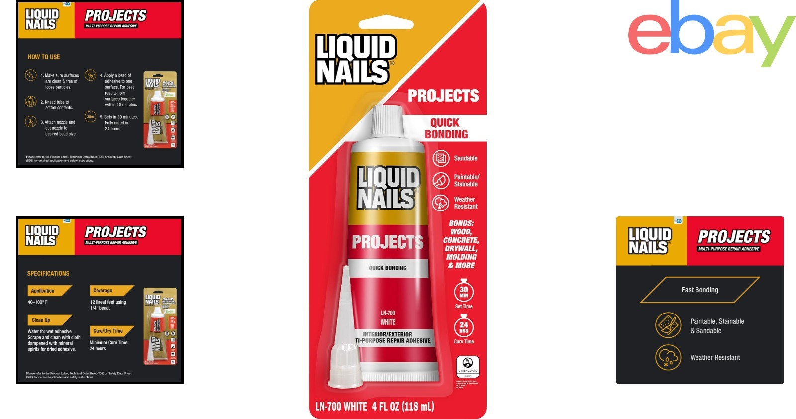 4-Ounce Waterproof Adhesive for Small Projects and Repairs on Multiple Surfaces