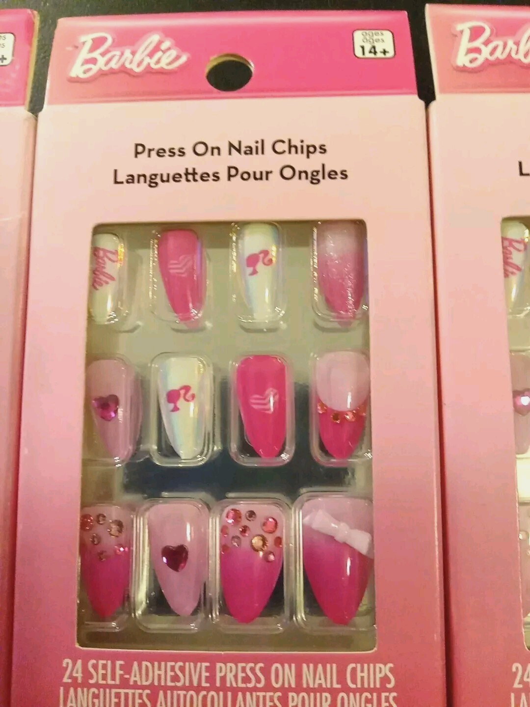 Lot Of 3 Barbie Press On Nail Chips 24 Count Per Box 12 Sizes Ages 14+ New