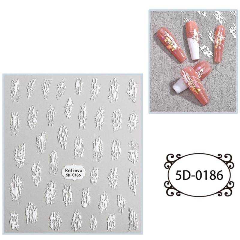 Stereoscopic Adhesive Nail Art Stickers Decals Engraved Nail Art Decor for Women