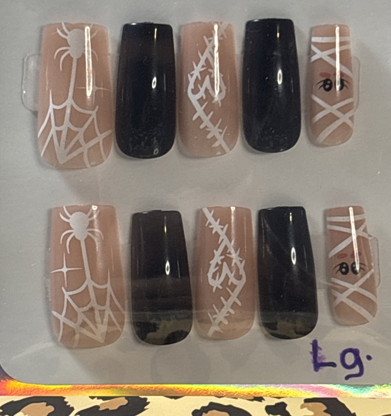 Customized Press On Nails Coffin-shaped Halloween Press ons Size Large