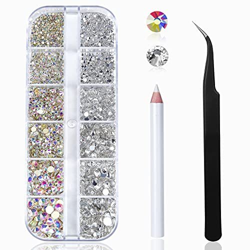 Nail Art Rhinestones Kit Nail Gems Ab Flatback Rhinestones Gems 2400pcs