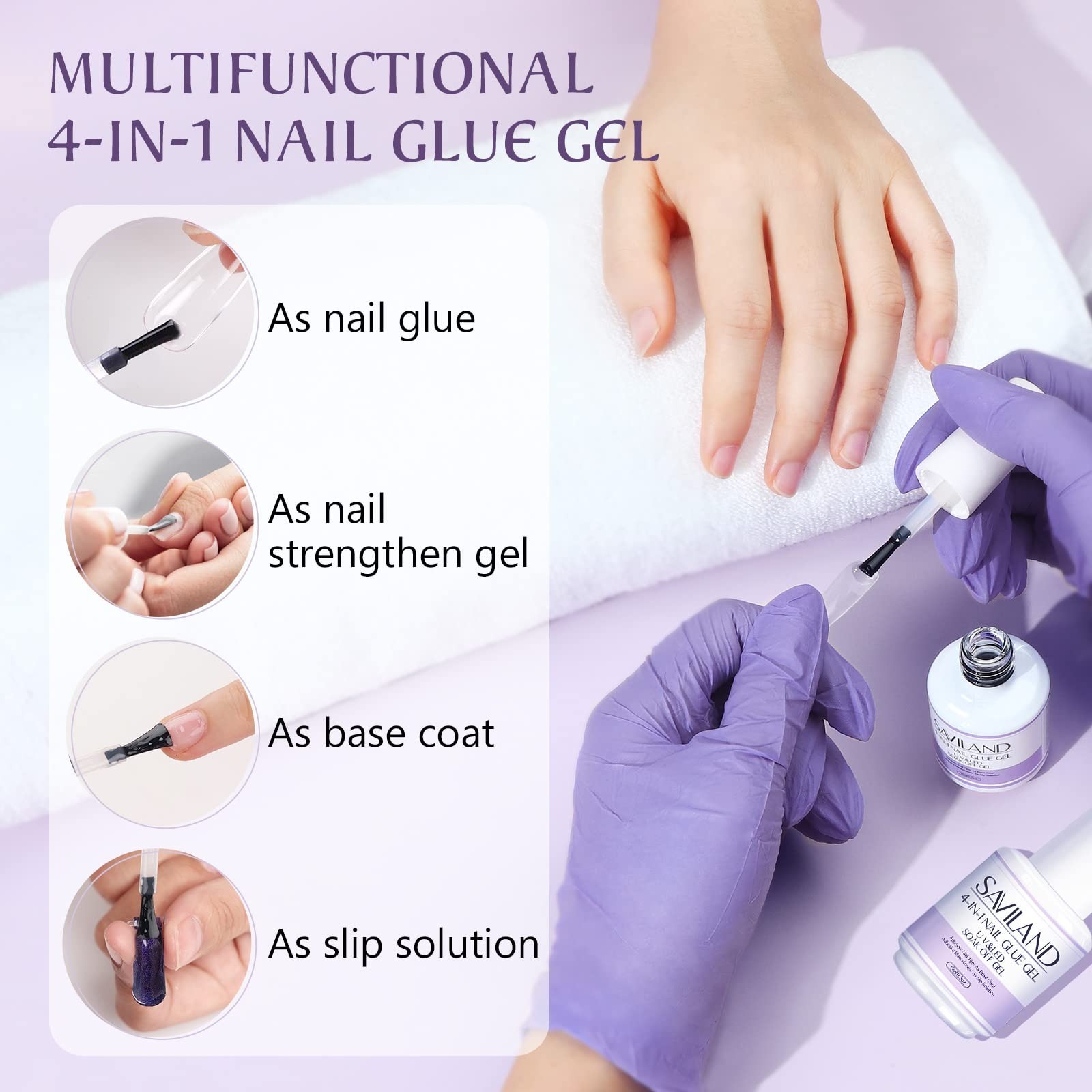 4-in-1 Nail Glue for Press Ons – 2 pcs Extra Strong UV Adhesive, Hema Free, 30 D