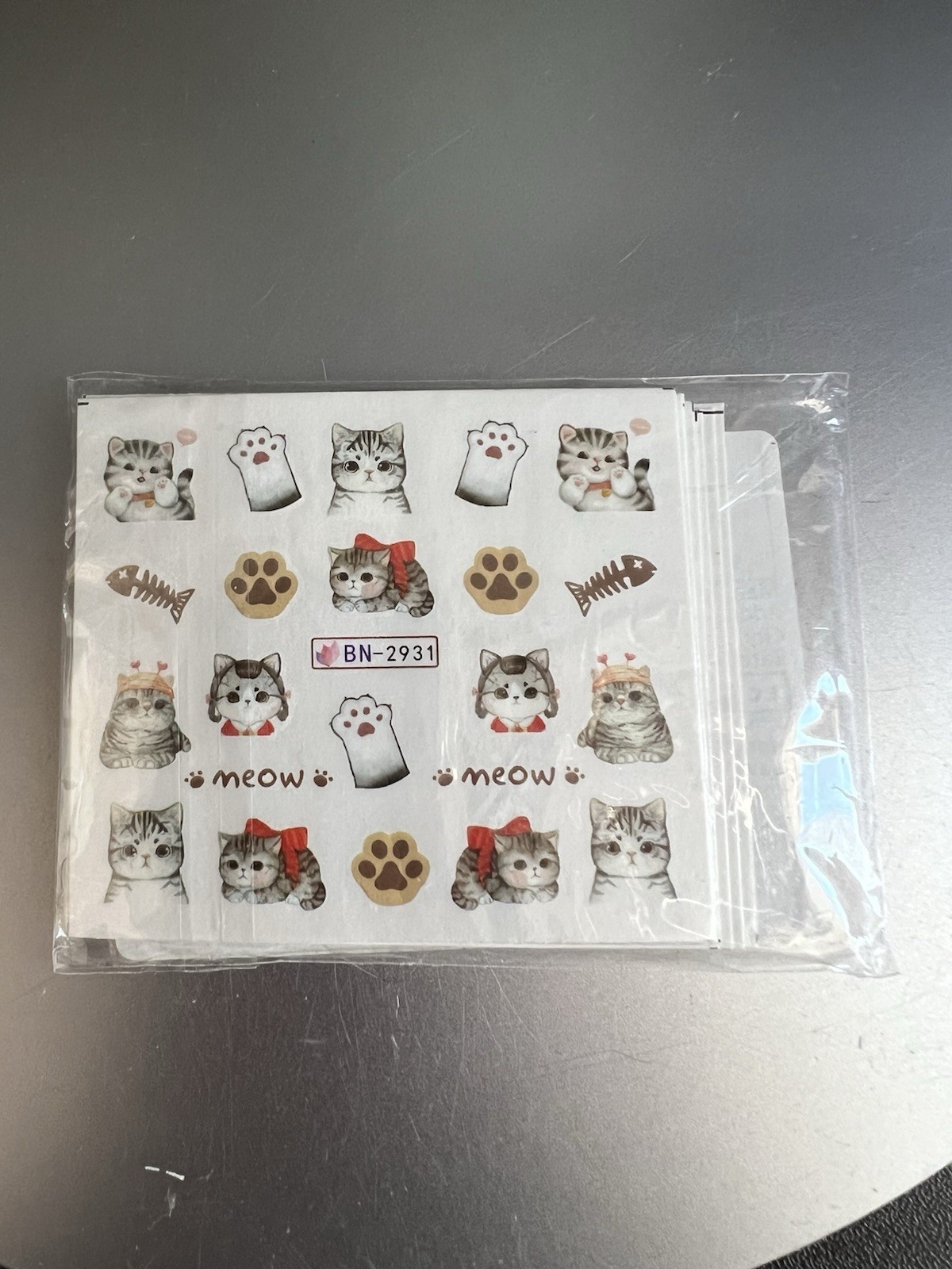 Cute Cat Nail Stickers Lovely Cat Nail Art 12 Pieces