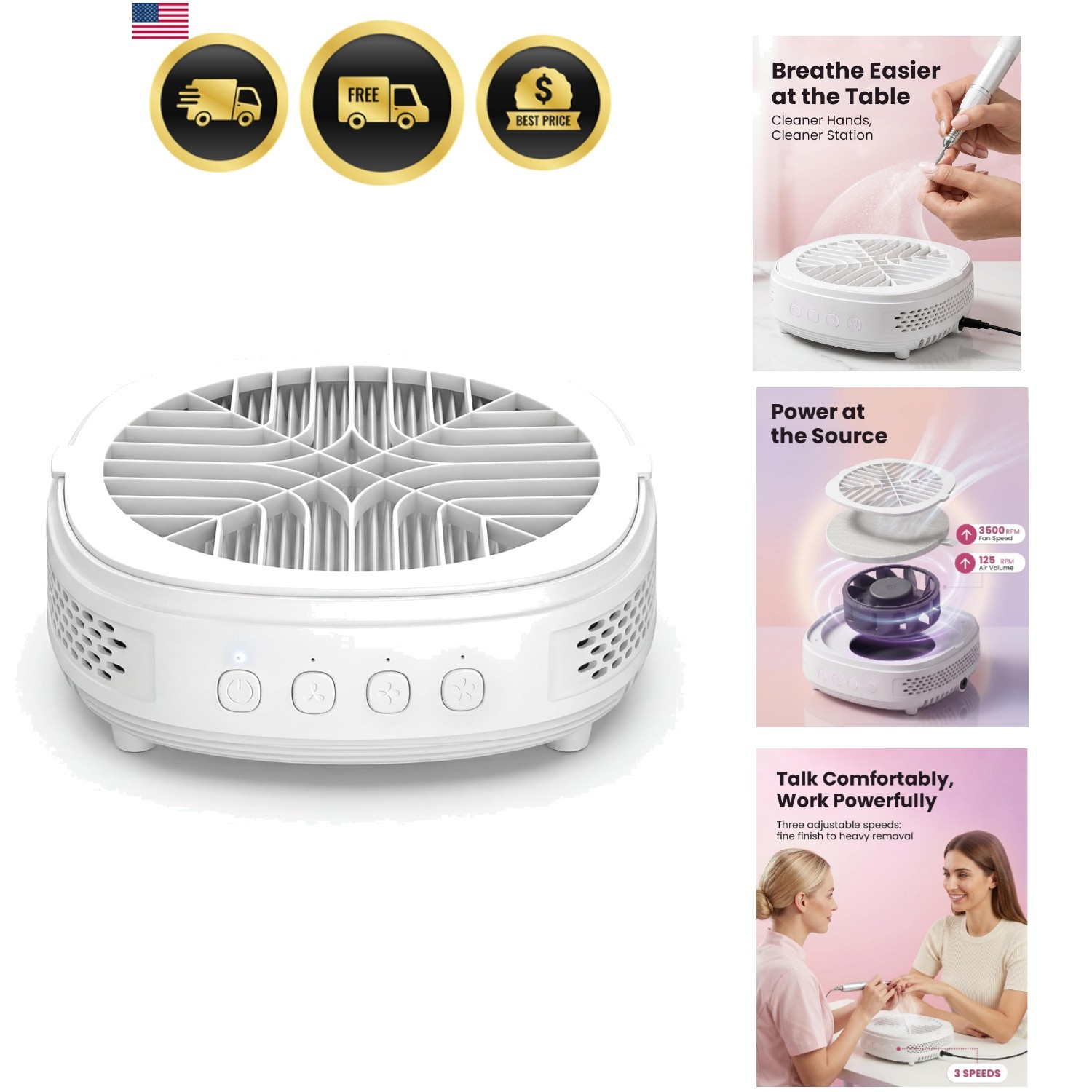 Nail Dust Collector, Professional Vacuum Fan for Nail Tech, Quiet & Compact D…