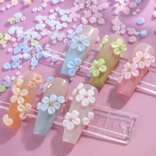 3D Flower Nail Charms, Colorful Acrylic Flower Petals Floral Colorful Petals
