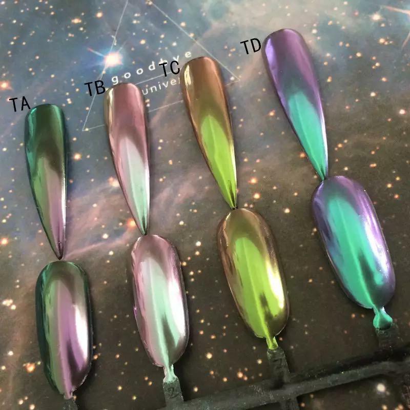 Aurora White Chrome Chameleon Nail Powder Rainbow Colour Changing Mirror Effect