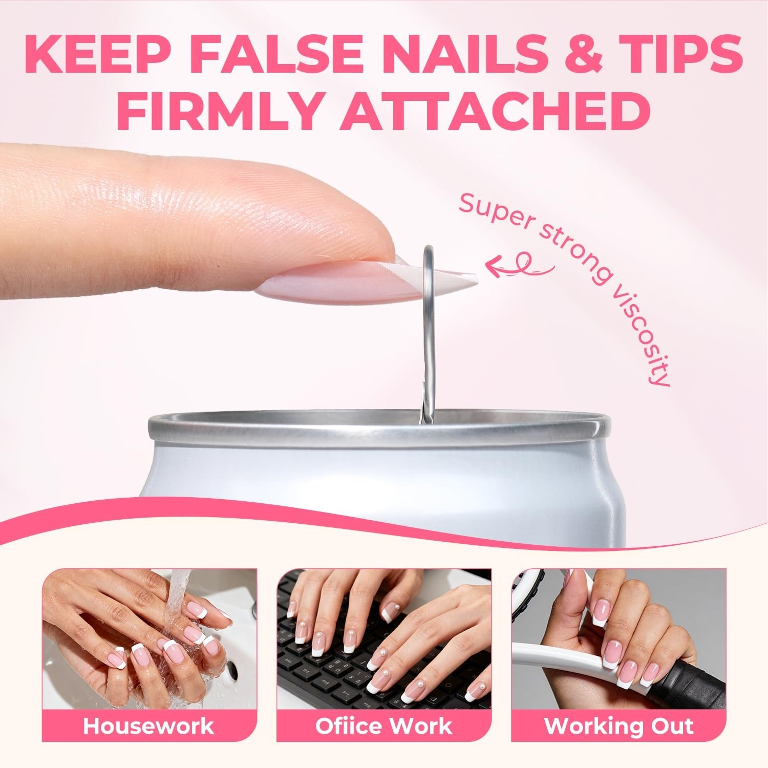 15g Nail Glue for Press On Nails + 20ml Non-Acetone Remover Kit, Quick Dry Gel