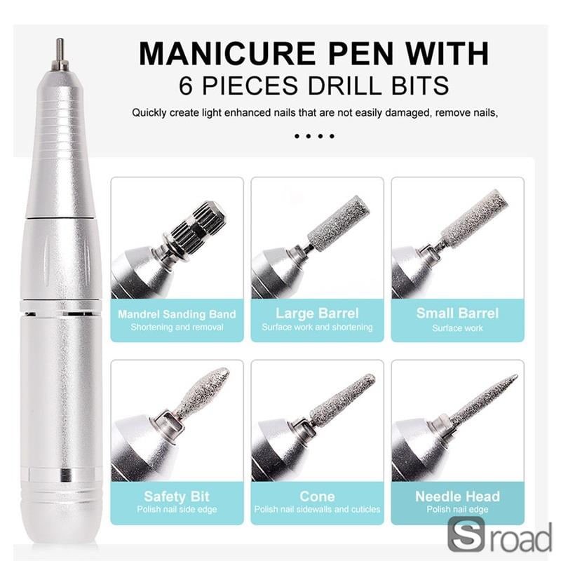 Nail Drill Machine 45000RPM Rechargeable LCD Screen 10H Battery