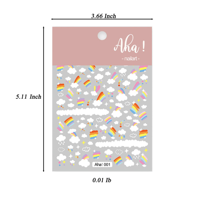 Rainbow Nail Art Sticker Cloud Star Nail Decal 3D Self Adhesive Fashion NH20
