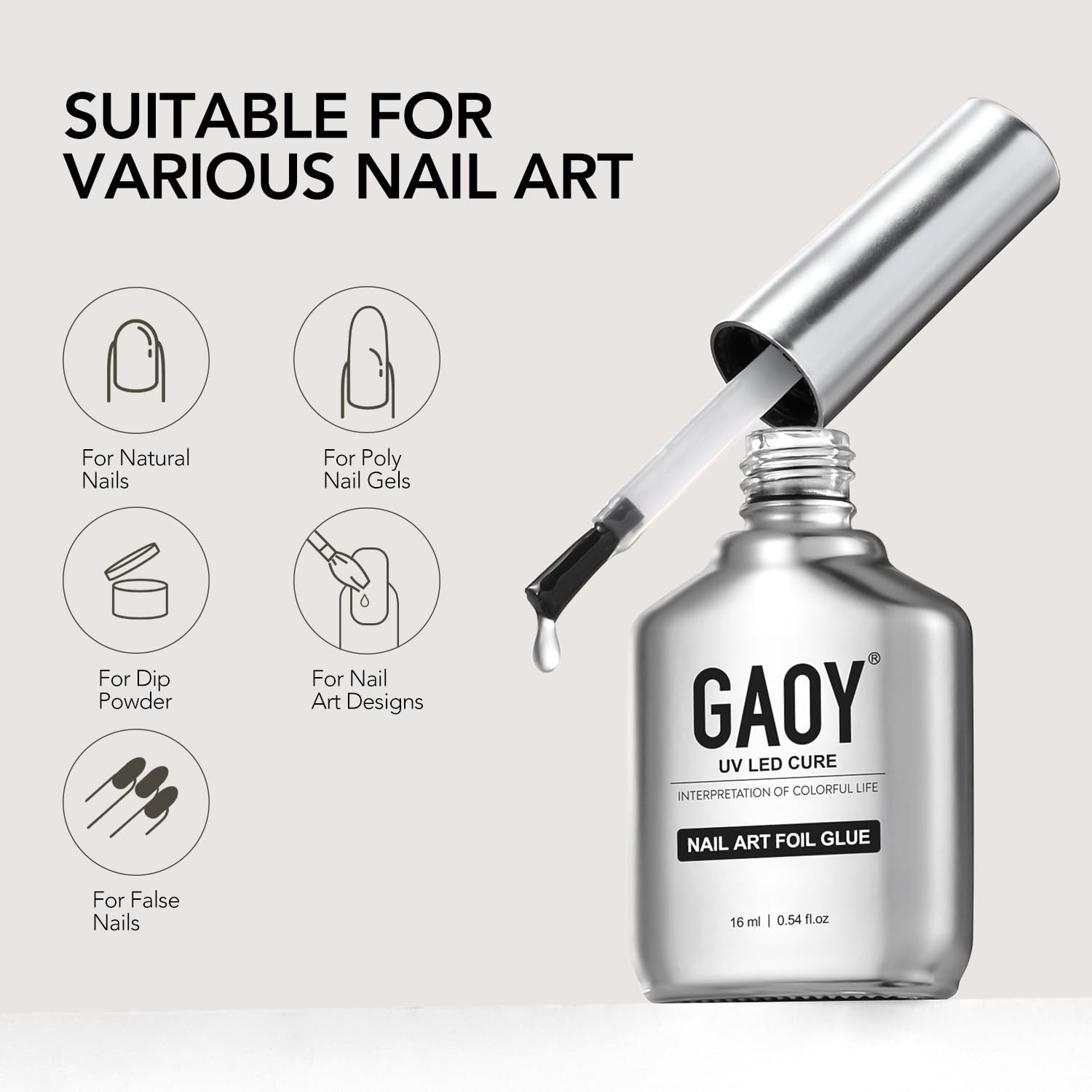 16ml Nail Foil Glue, High Adhesion Foil Transfer Gel for Nail Art Stickers, S…