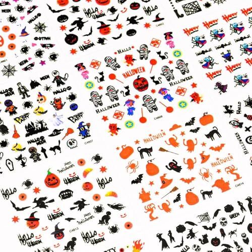 3000Pcs Christmas&Halloween Nail Stickers 60 Sheets Halloween AUG10 Aug10-15