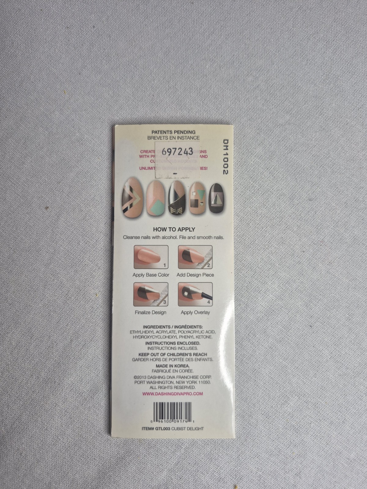 Dashing Diva Get The Look All In One Nail Sticker Art Easy Manicure Aqua Pink