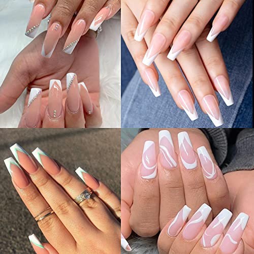 Natural French Nail Tips 500pcs Acrylic Fake Nails Coffin Square Nails Tips