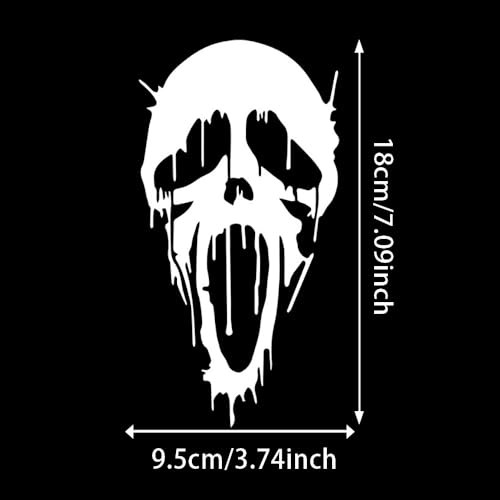 2pcs Ghost Horror Stickers, 3.74″x7.09″, Suitable for Car Windows, White