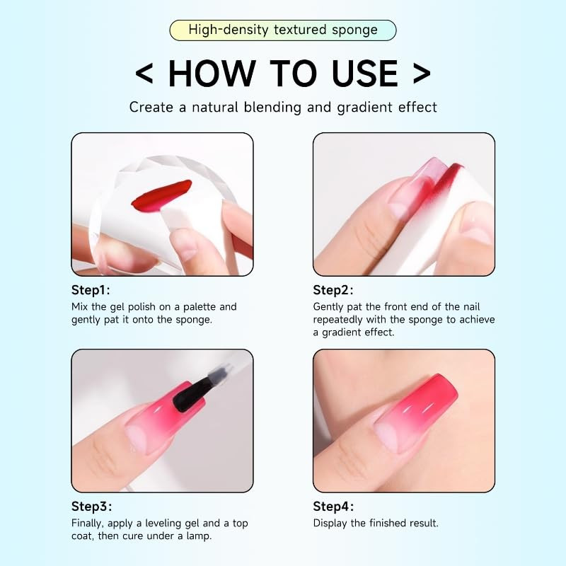 Nail Sponges Set for Ombre Gel,Nail Art Tools Set-50Pcs Colorful Nail Sponges wi