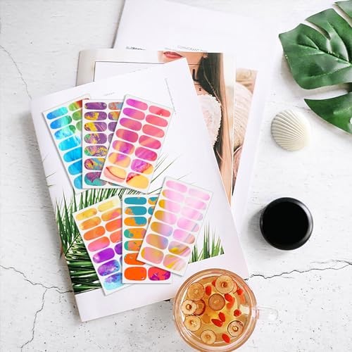 12 Sheets Gradient Nail Wraps for Women – Graffiti Stickers, Aurora Full KIT1