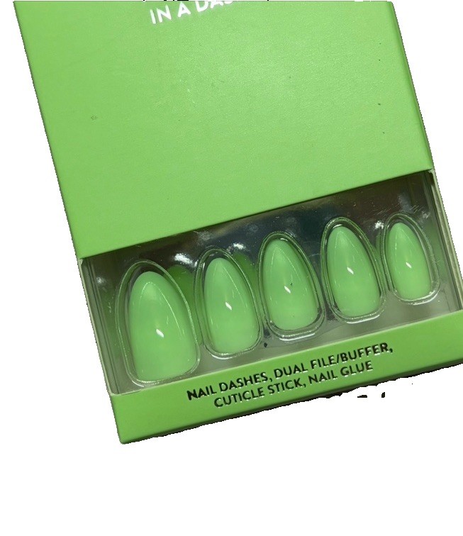 Red Aspen Press On Nail Dashes Lime In The Coconut Lola Medium Almond NIB
