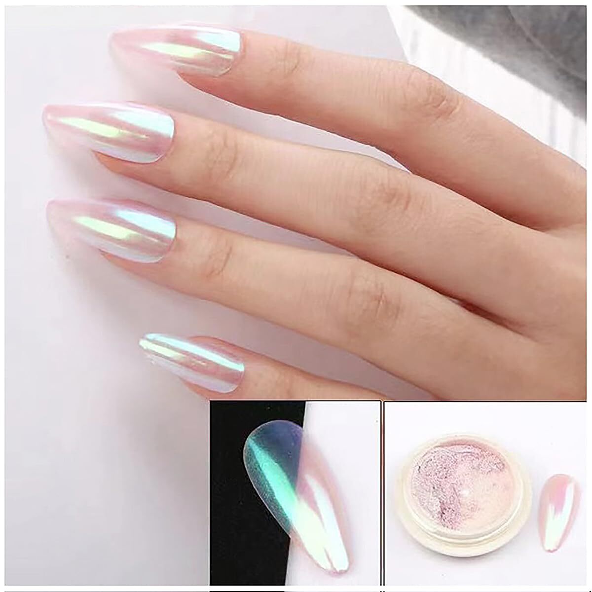 6 Colours Mermaid Chrome Nail Powder, Pearl Nail Art Powder, for Gel Polish