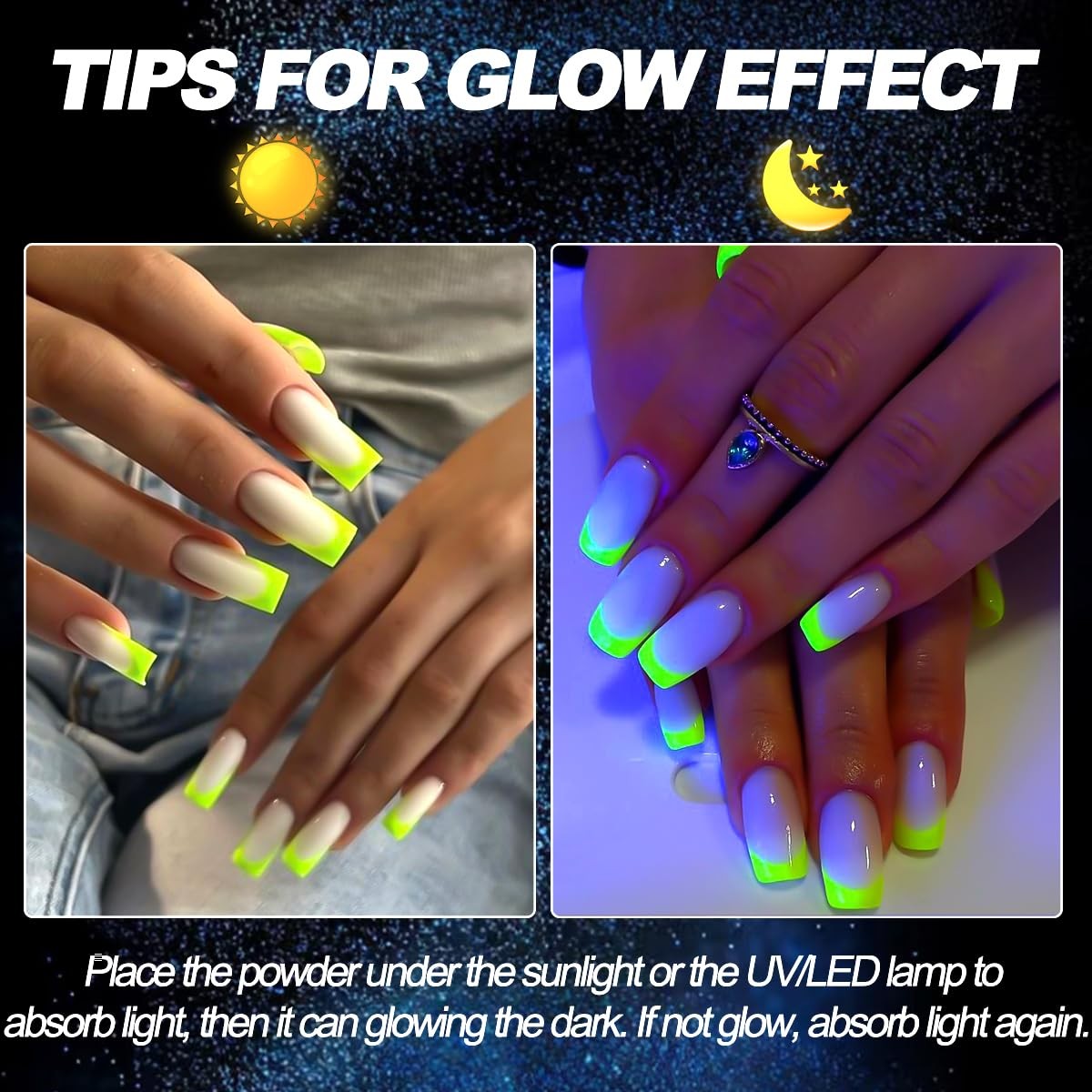 Glow in The Dark Pigment Powder,12 Colors Luminous Iridescent Multicolor