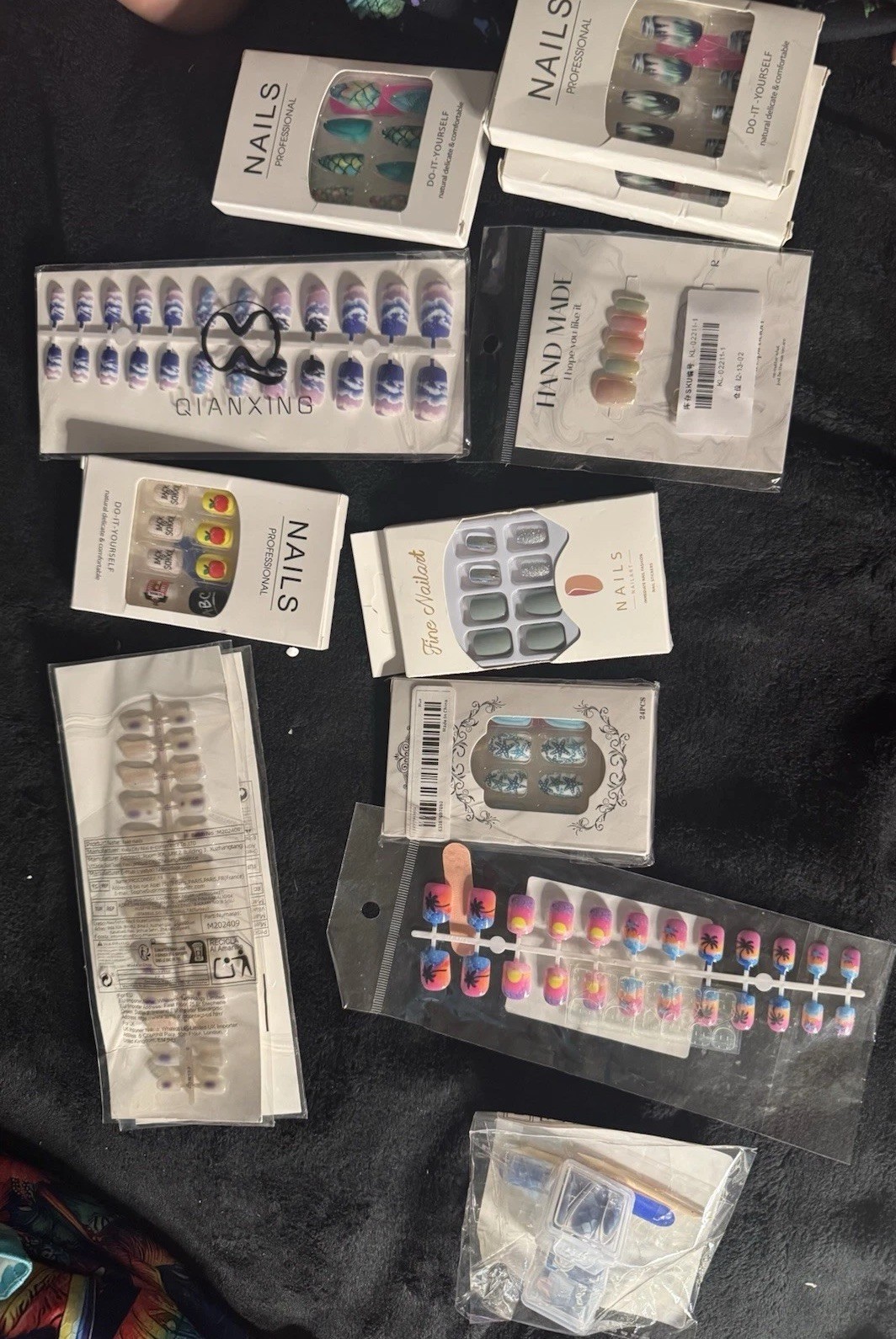 43 boxes Pre-Designed Multicolor Glitter Press-On Nails Lot, Butterflies