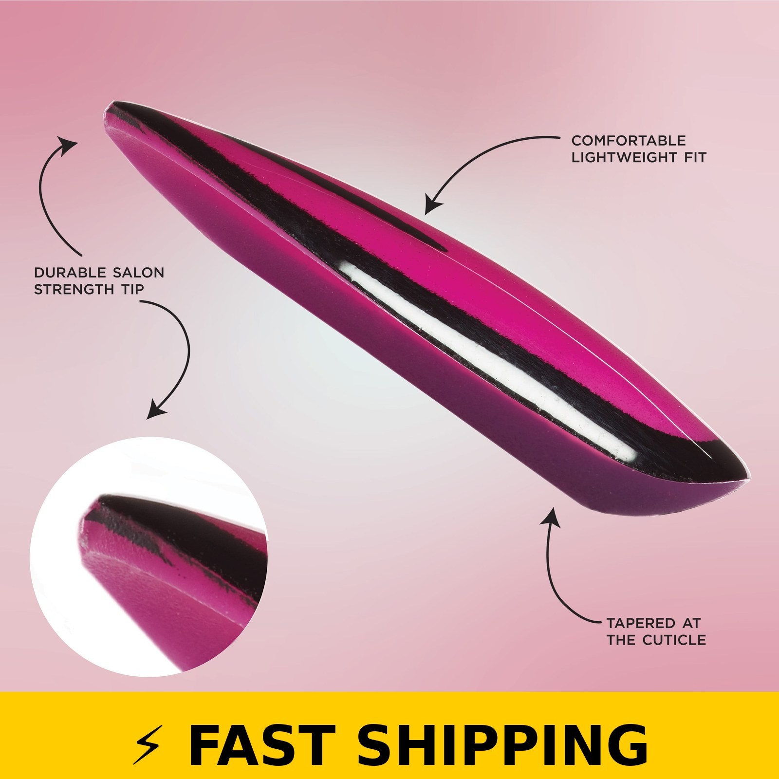 Salon Perfect Artificial Press on Nails, Purple Magnetic – 30pcs