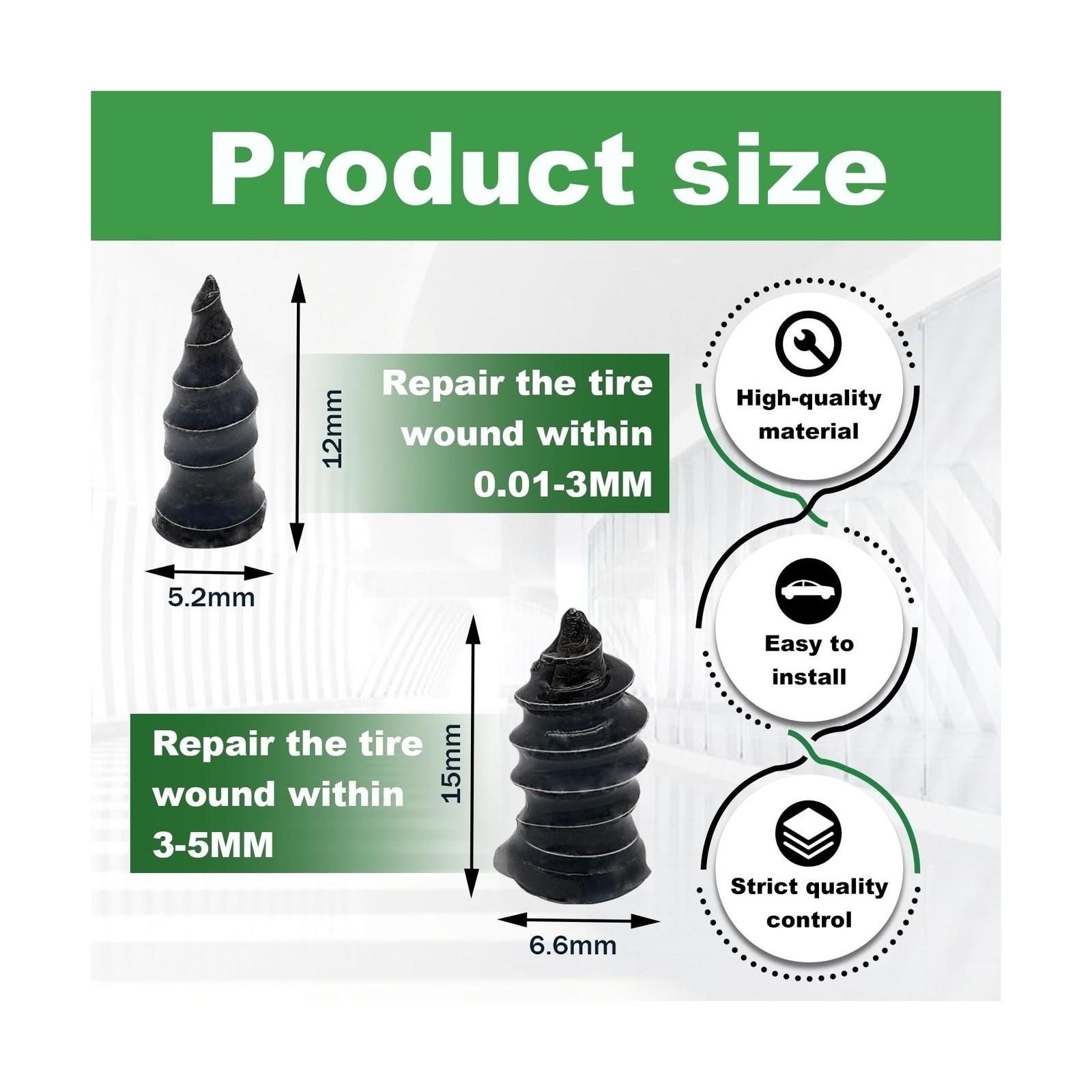 80Pcs Tire Repair Kit – For Car/Truck – Rubber Nails & Screw Plugs