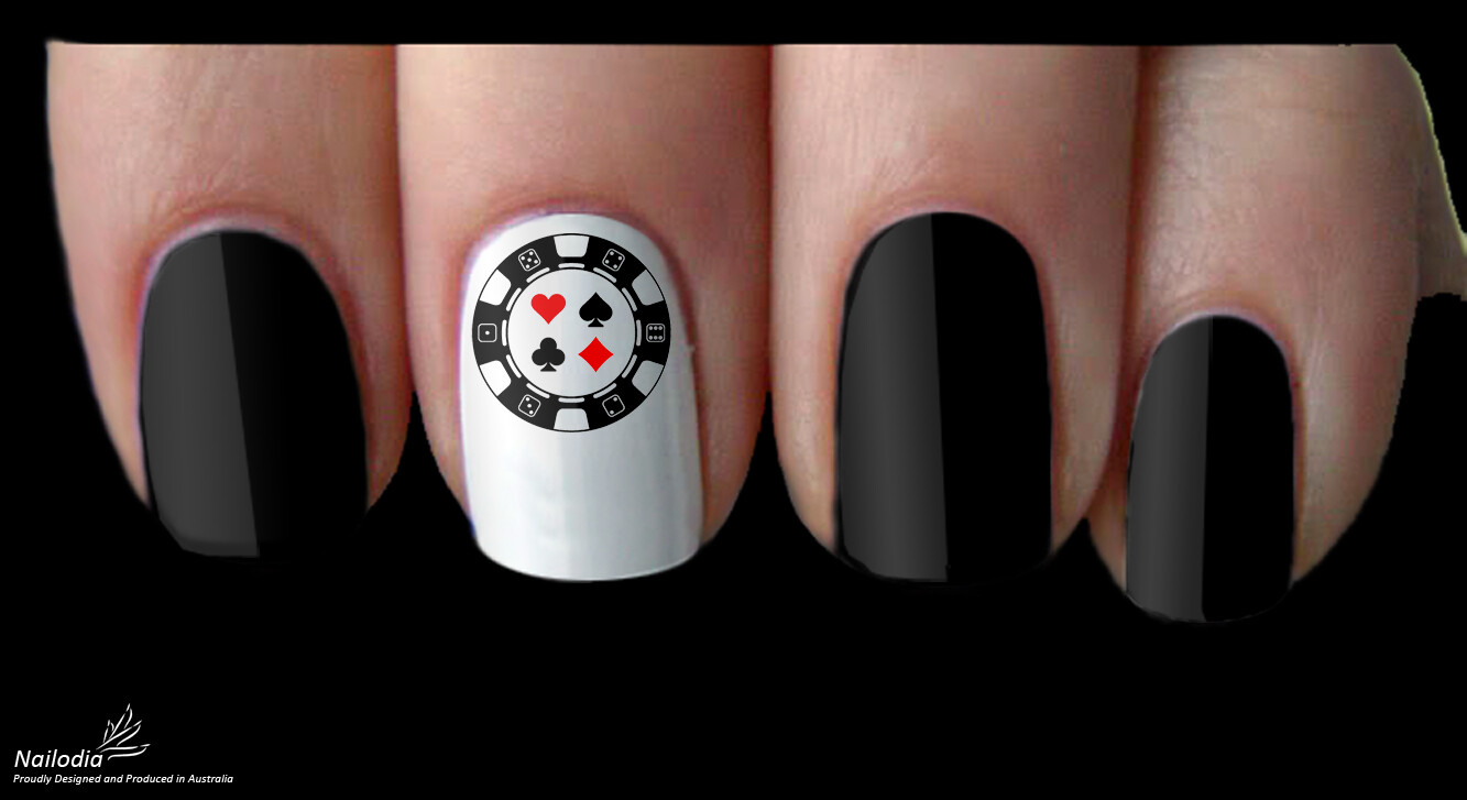 Poker Players Casino Gambler Nail Art Decal Sticker Water Transfer Wrap
