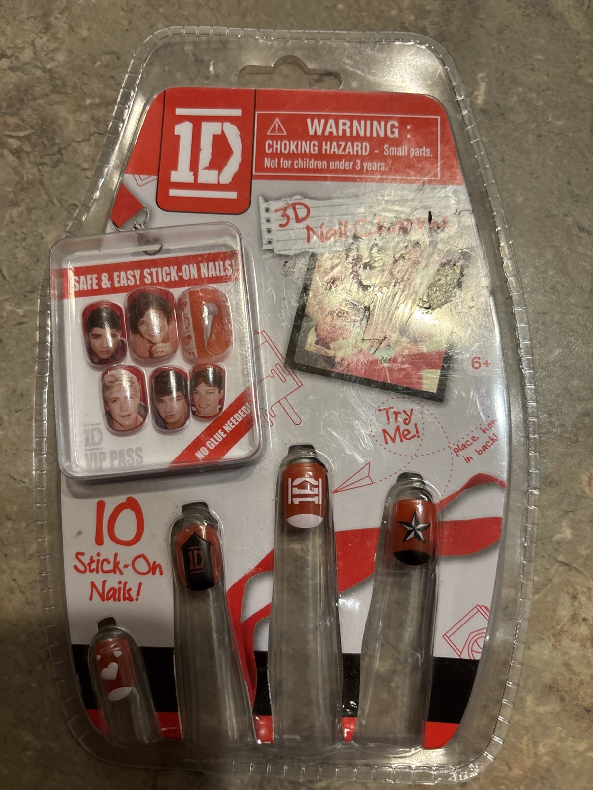 New 1D One Direction Stick On 3D Nail Charms Wish Factory 2012 10 Count