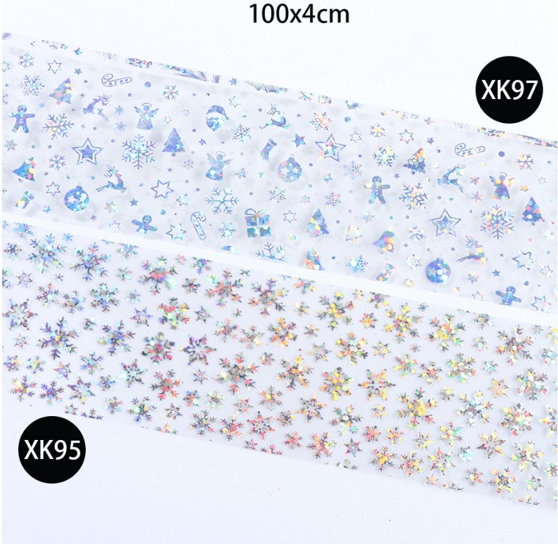 100x4cm Nail Sticker Snowflake Star Laser Glitter Christmas Transfer Foils NS28