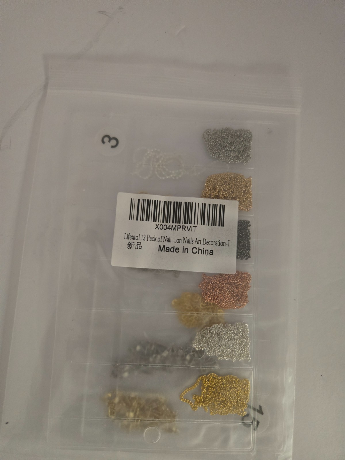 Lot of Lifextol Nail Art Decorations – 3D Rhinestone Waves & Metal Micro Chain