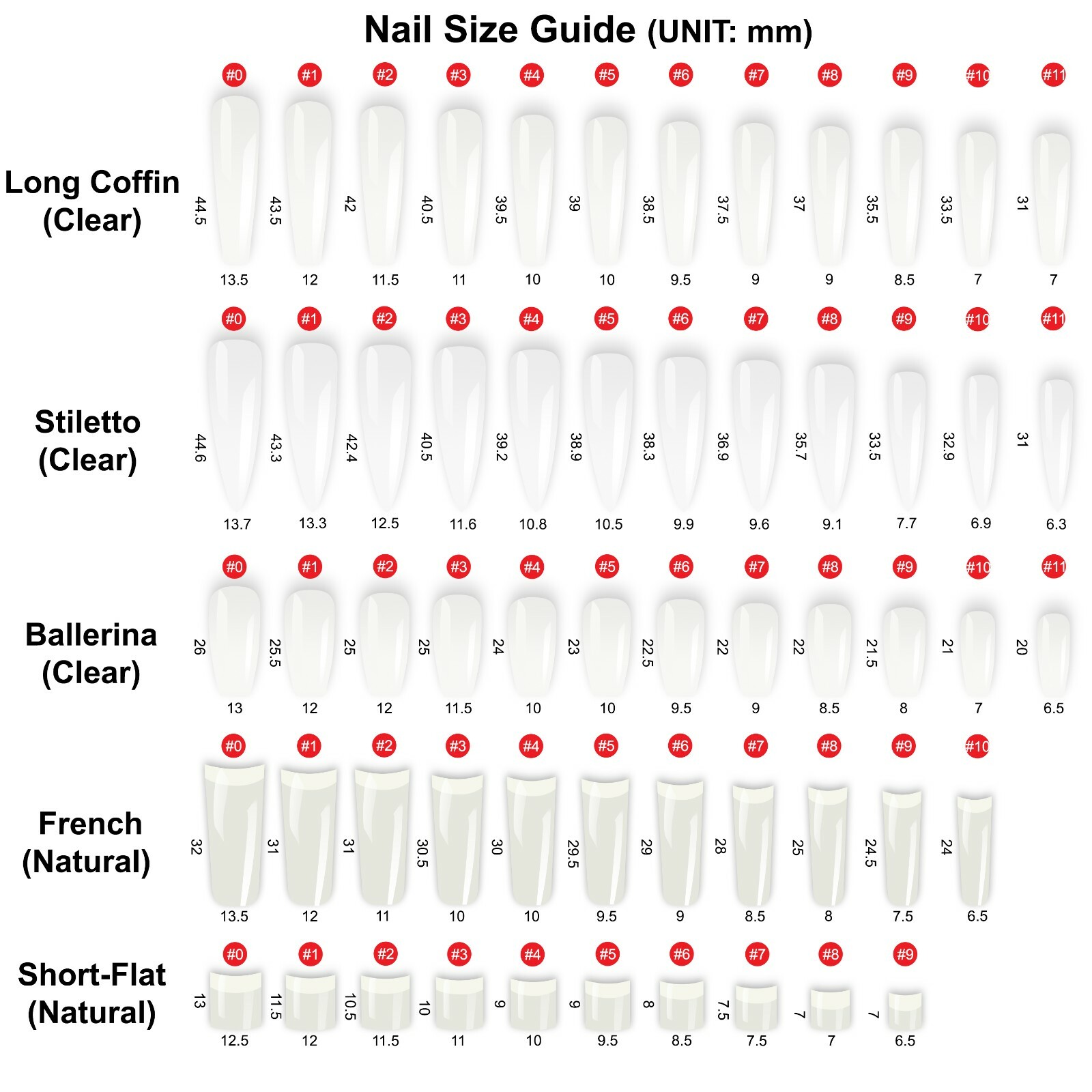 570pcs Nail Tips Fake Press On False Nails Coffin Ballerina Stiletto French Flat