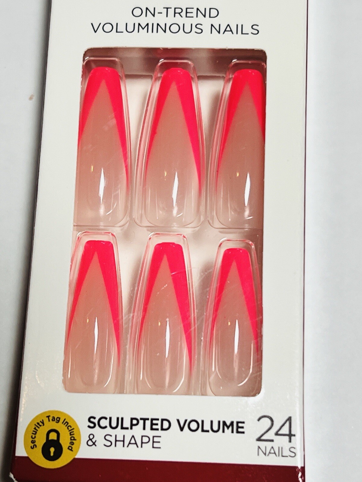 L.A. Colors Nails 24 pieces Sculpted Volume Sculpted Neon Extra Long Pink tips