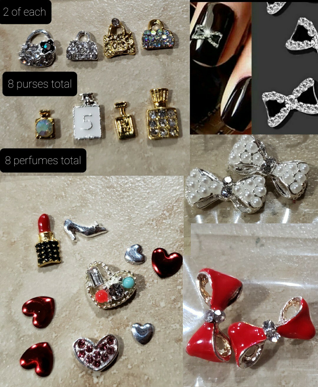 3D Nail Art Charms Rhinestone Jewelry Lot Valentine’s Hearts