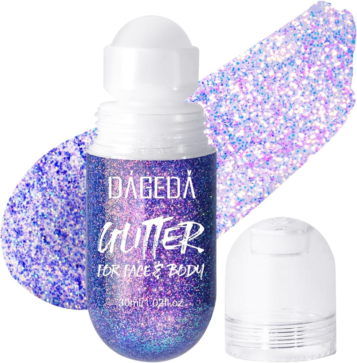 Body Glitter Gel, Roll-On Face Glitter for Mermaid Makeup Festival Rave Accessor