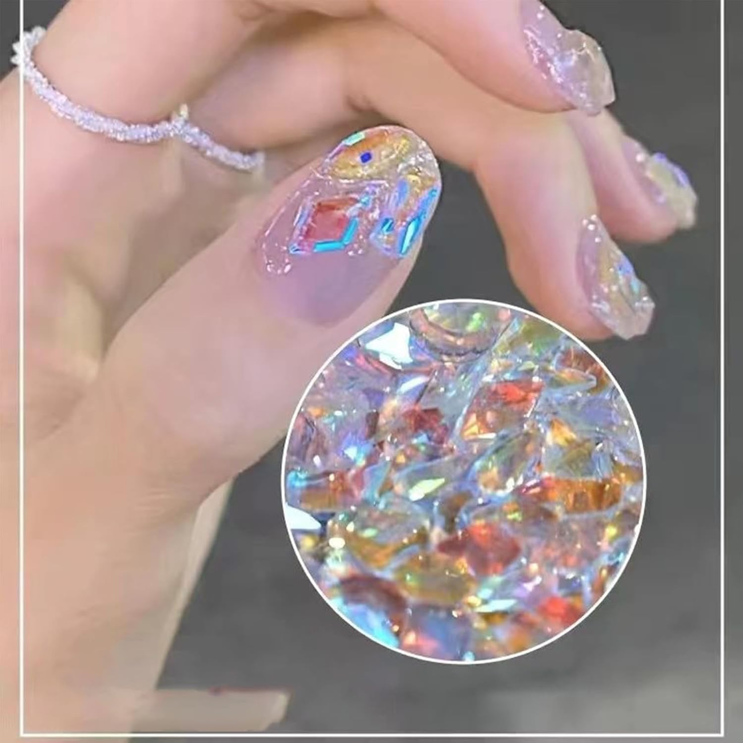 200PCS Aurora Nail Art Rhinestones Multi Shapes Mix 3D Glass Crystal Nail Gems N