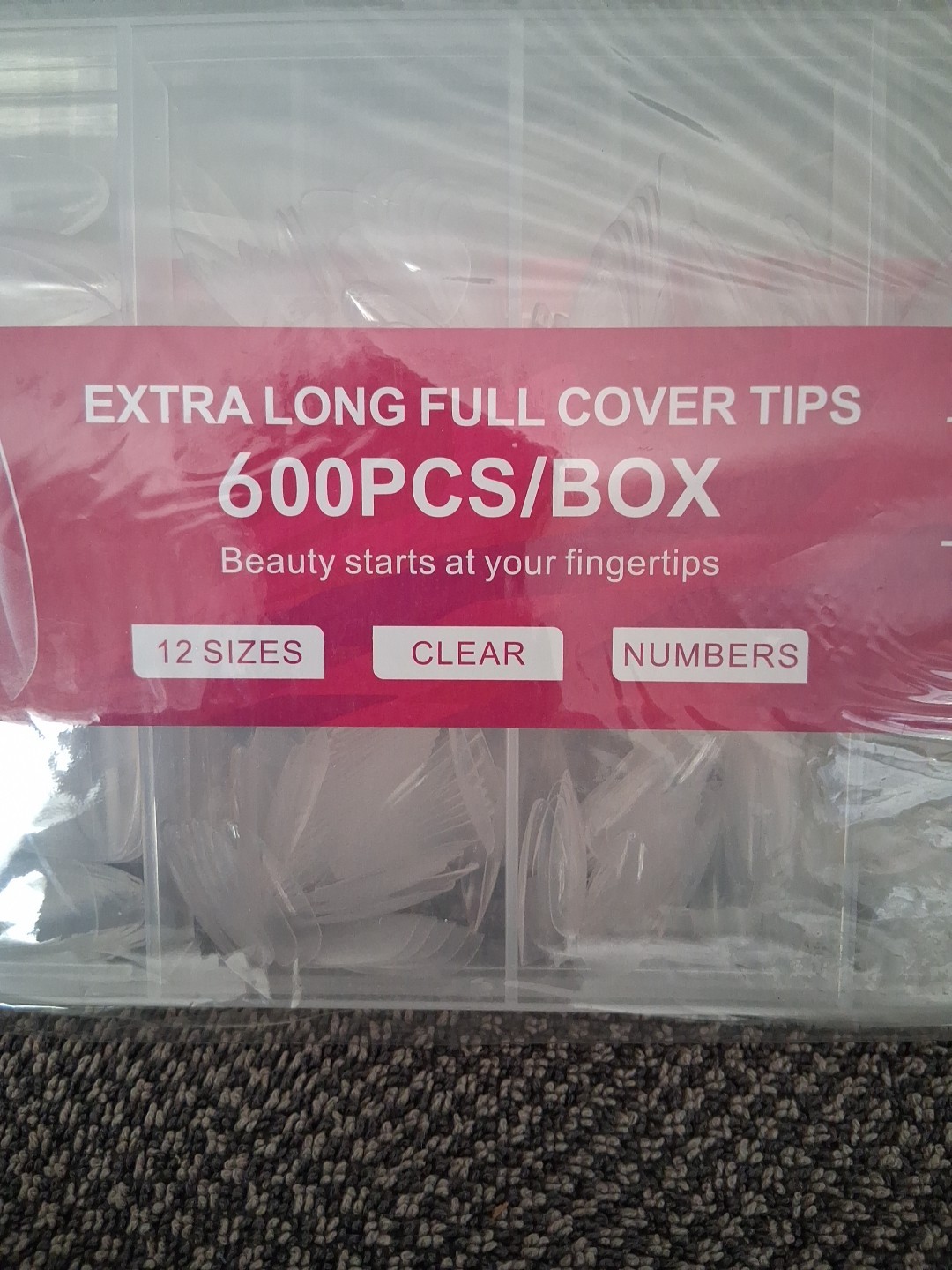 2ct) 600 Piece Soft Gel Tips, 12 Sizes, Clear, Numbers