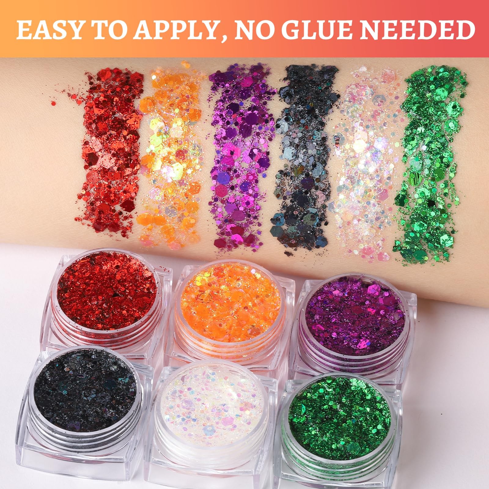 6 Colors Body Glitter Glitter for , Halloween-Themed Color , Body Hair Glitte…