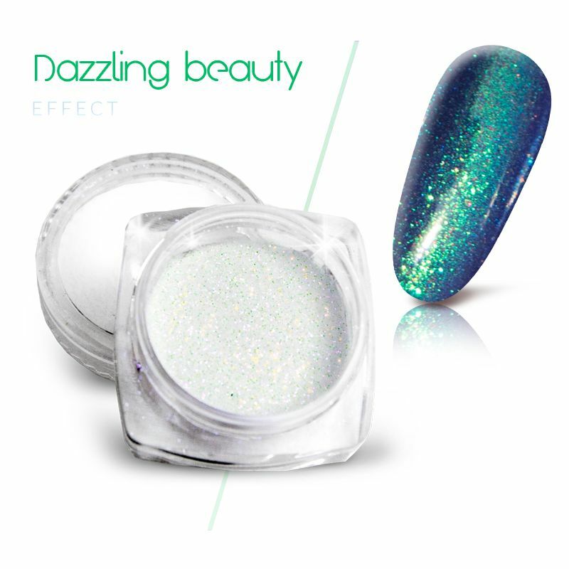 4 pcs SET! Mermaid Effect Nail Powder Emerald Multicolour Purple Aurora Glitter