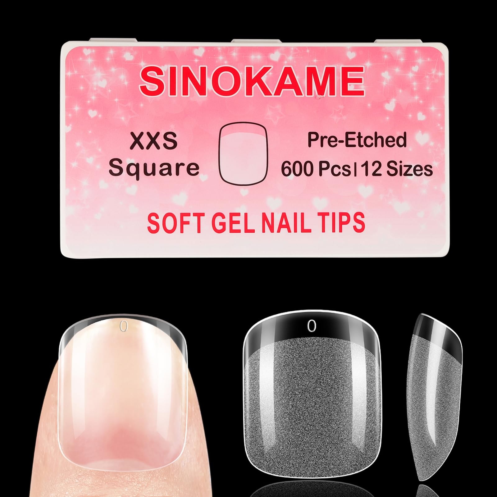 600 Pcs Extra Short XXS Square Nail Tips,SINOKAME Clear Press on Nails for Ki…