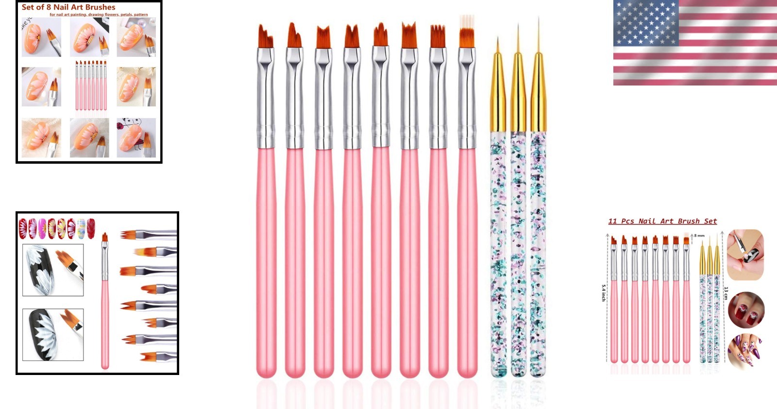 11-Piece Nail Art Brush Set for Stunning UV Gel Designs – Perfect for Beginners