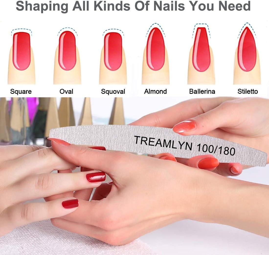 Rough Nail File 100/180 Grit, Heavy Duty Nail Files for Acrylic/Natural