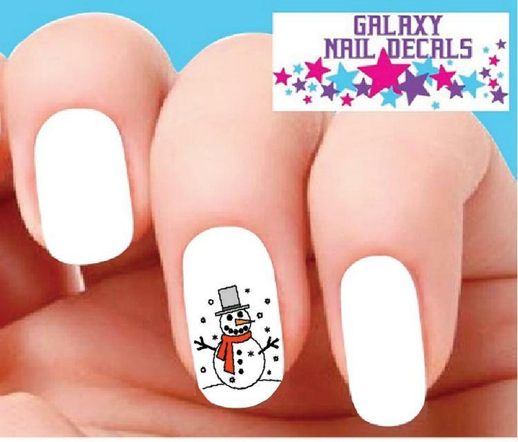 Waterslide Nail Decals – Set of 20 Christmas Holiday Snowman
