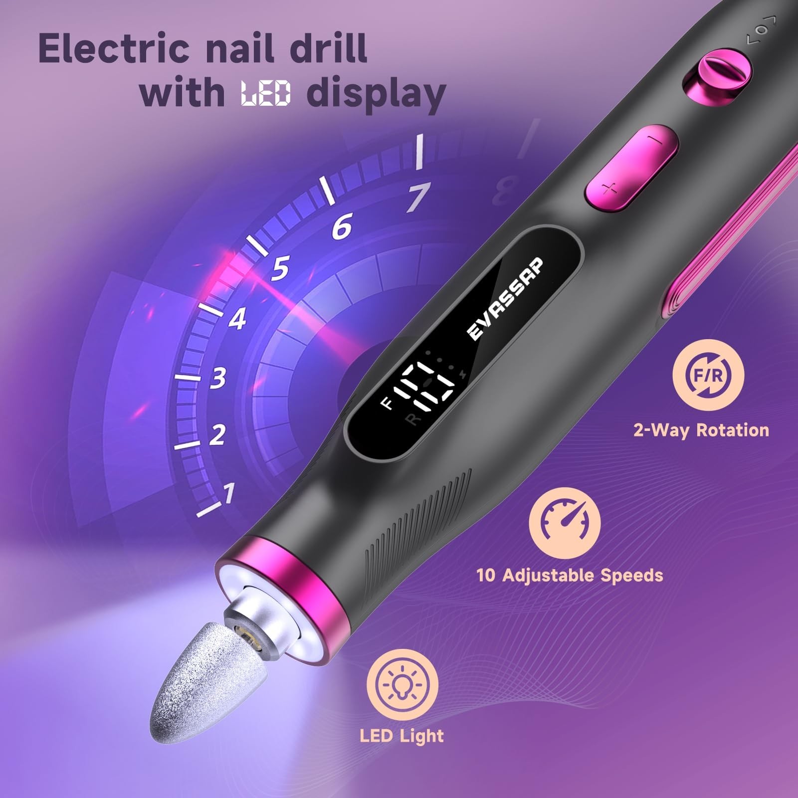 Professional Nail Drill,Electric Nail File kit for Acrylic Gel Nails,Electric…