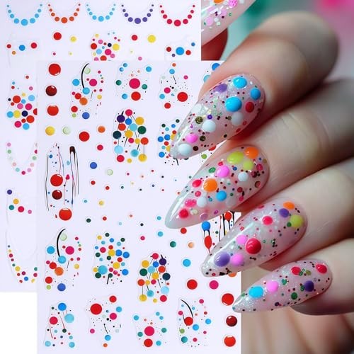 6 Sheets Christmas Balloons Nail Art Stickers Colorful Polka Dot french balloon