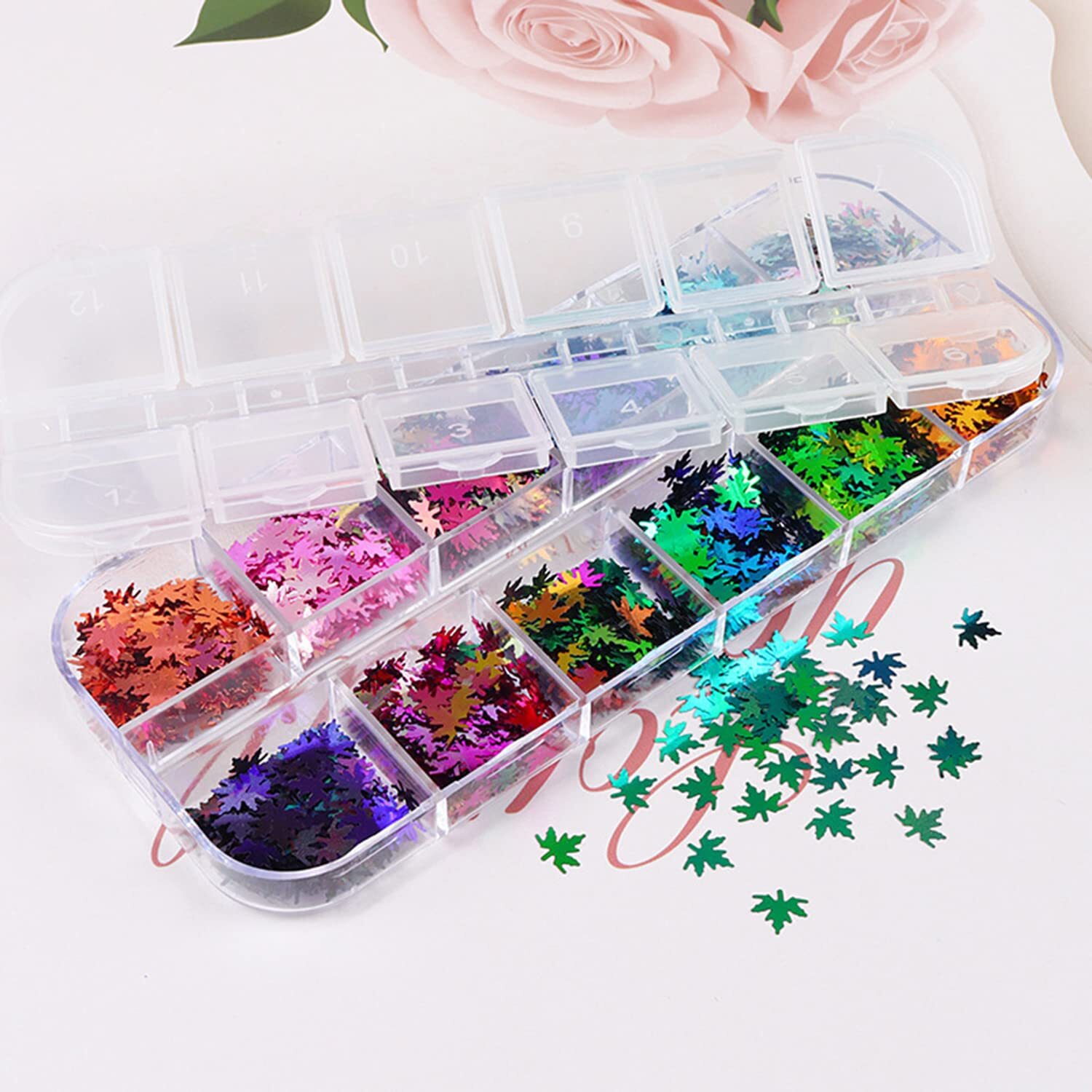 3D Fall Maple Leaf Glitter Nail Art Sequins for Women Girls Manicure Charms