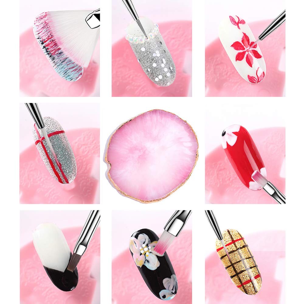 21 Pcs Nail Art Brushes Nail Art Tool Set Resin Palette Nail Art Painting Mixed