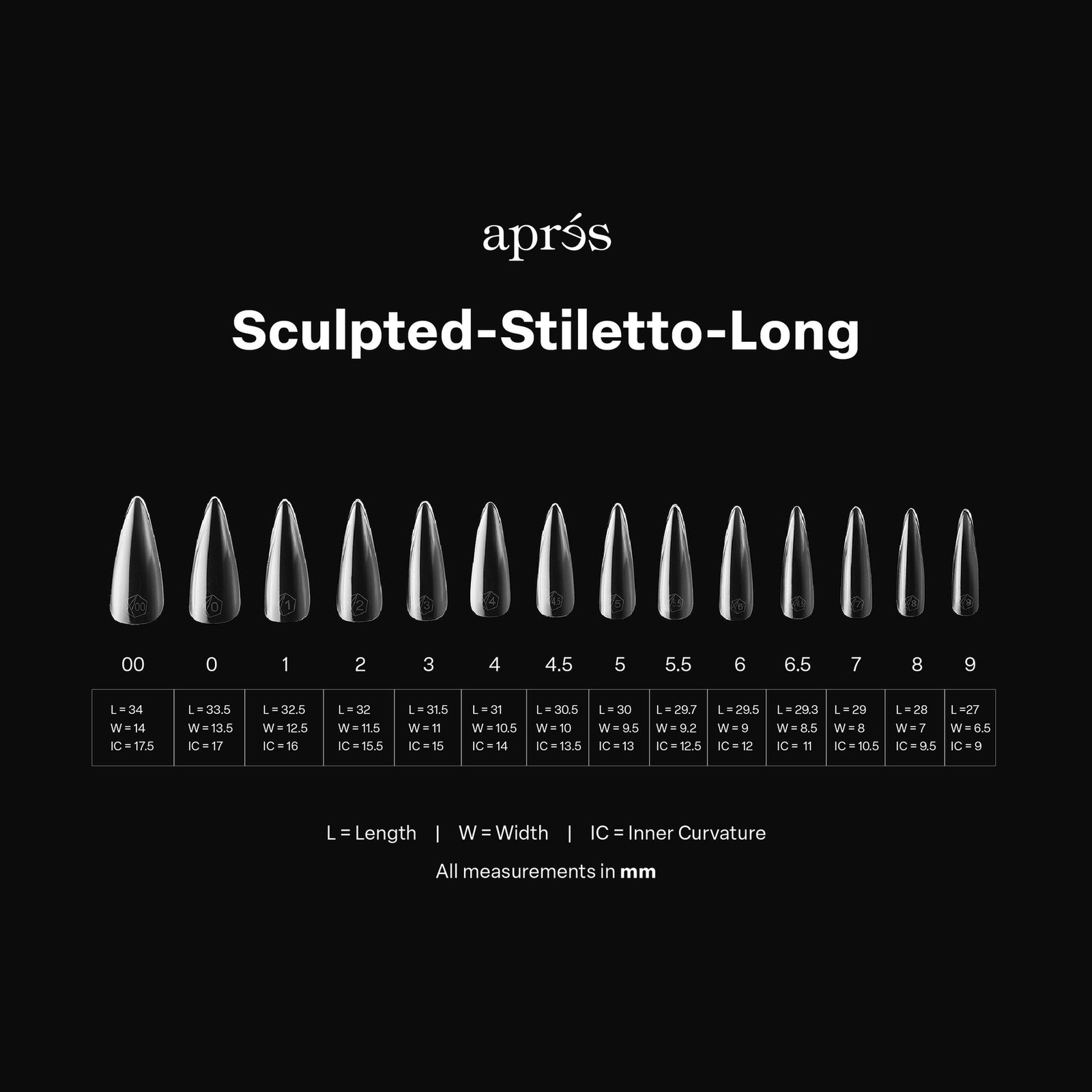 Apres Gel-X Sculpted Stiletto Long 2.0 Tips Box 14 Sizes – Pro 420pcs
