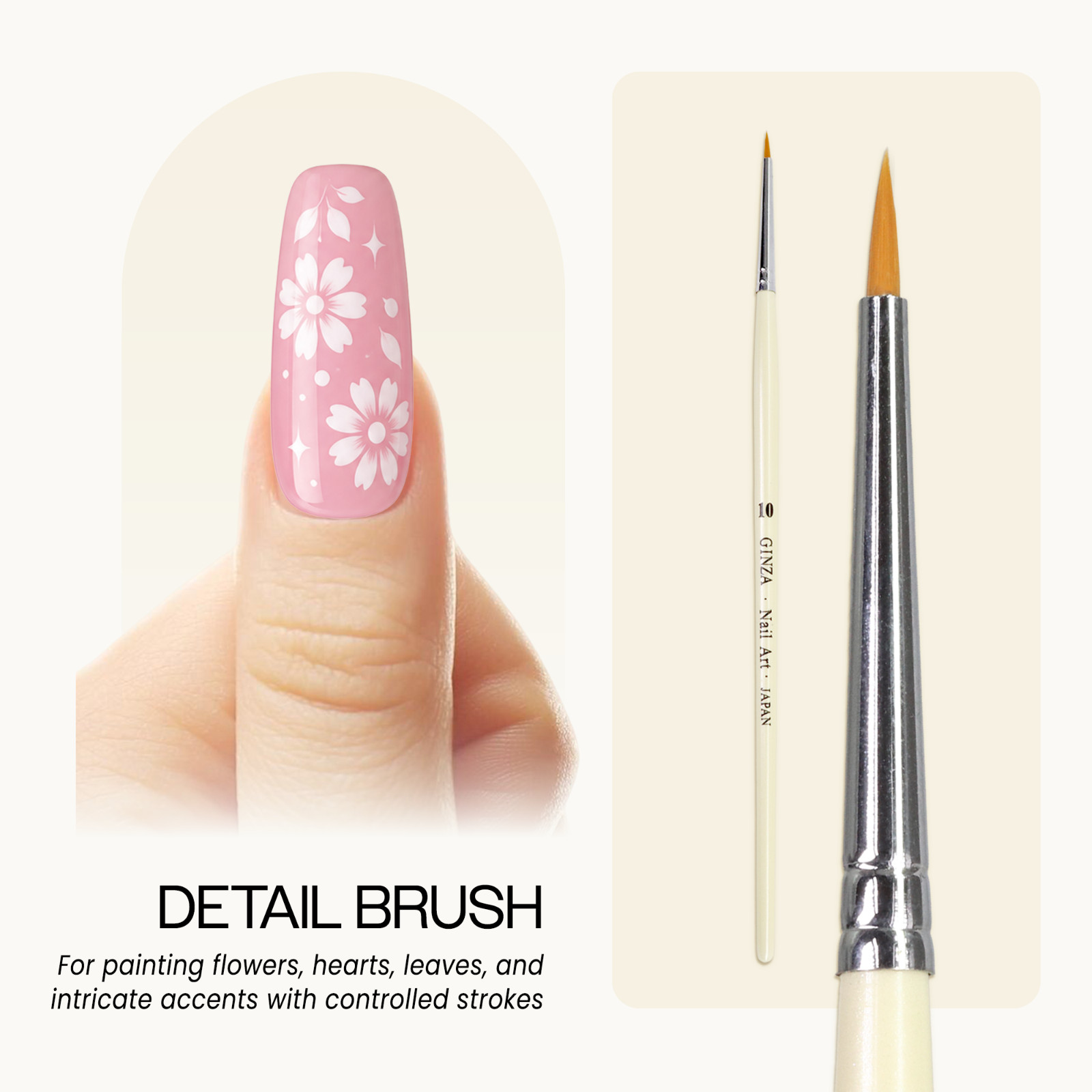 Ginza Japan Professional Quality Detailer Nail Art Brush with Wooden Handle